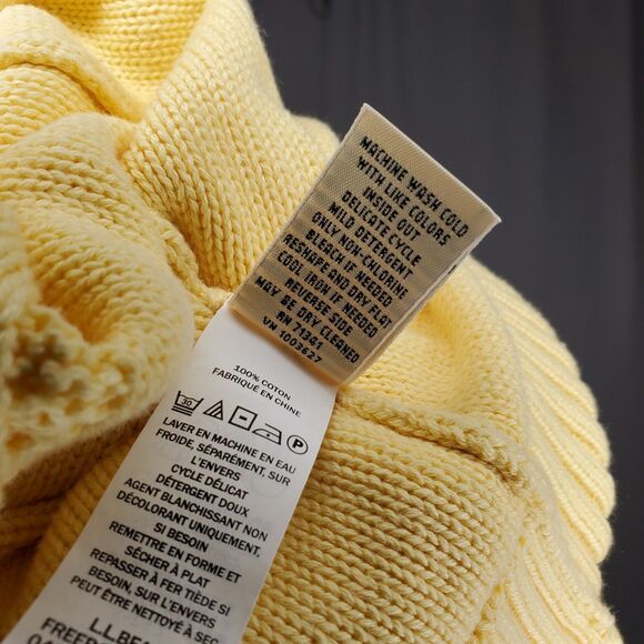 LL Bean Cable Knit Cardigan Women Medium Zip Yellow - Picture 7 of 7